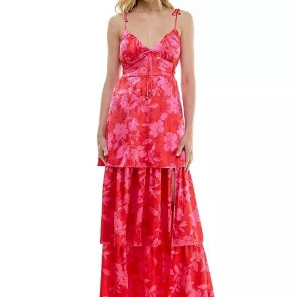 Crystal Doll Vibrant Red Floral Maxi Dress